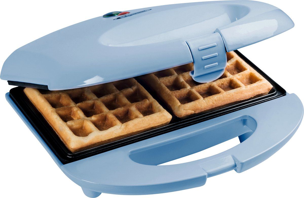 Bestron Wafelijzer voor 2 Brusselse wafels, Wafelmaker met antianbaklaag & indicatielampje, Sweet Dreams Collection, 700W, kleur: Blauw