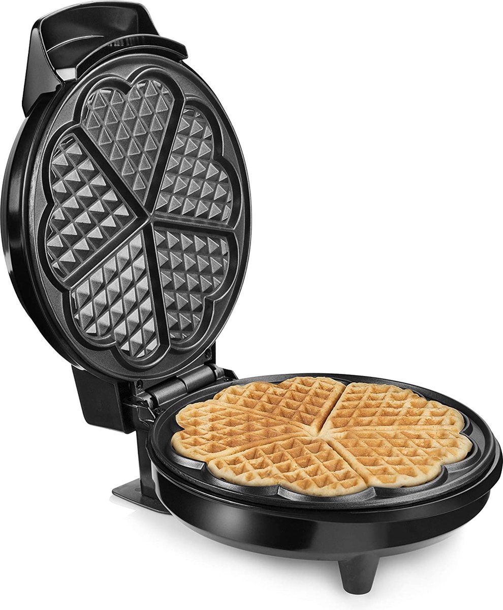 Tristar Wafelijzer WF-1160 - Voor hartvormige wafels - 5 wafels - Met regelbare thermostaat - Anti-aanbaklaag