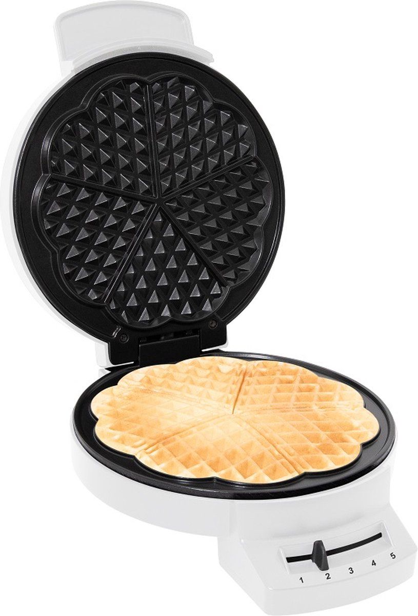 FRITEL A202 Hartjeswafelijzer - Wafelbakker / Wafelpers - Wit - Diameter 20 cm - Vaste bakplaten