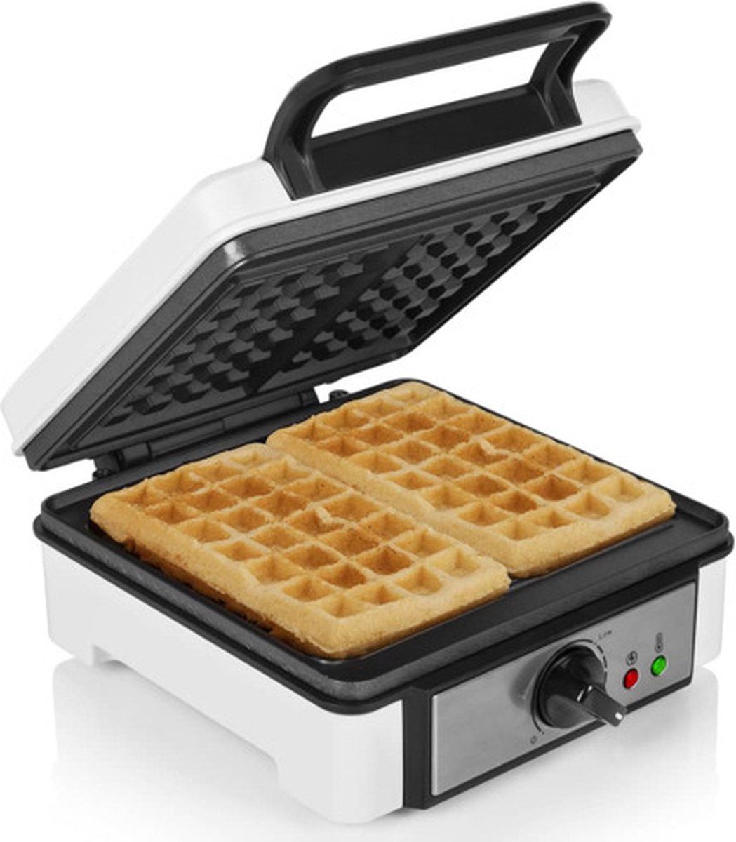 Princess 132397 Wafelijzer – 2 Belgische wafels – 4x7 - Regelbare thermostaat - Anti aanbaklaag - 1200 Watt – Wit - Gaufrier