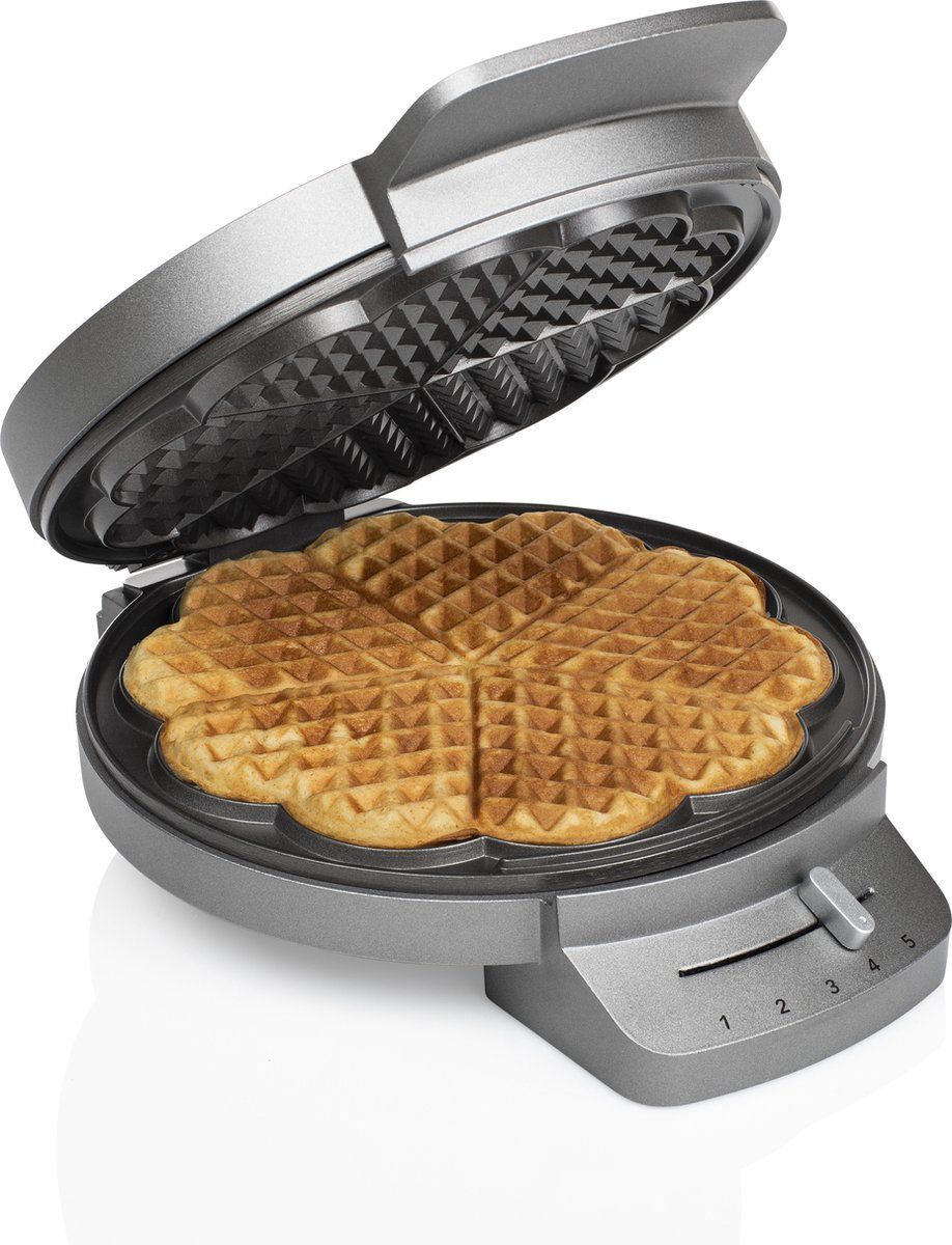 Princess 132380 Wafelijzer – 5 hartjeswafels - Regelbare thermostaat – 5 standen - Anti aanbaklaag - 1200W - Gaufrier