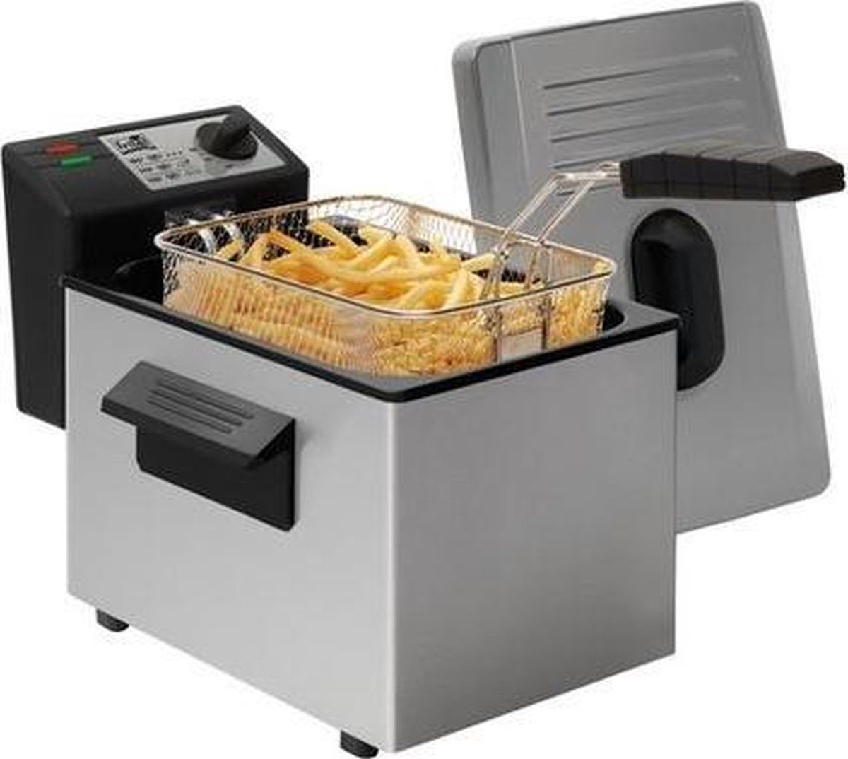 FRITEL friteuse A102 - Frituurpan met koude zone 3l - 2000W - olie gaat tot 3x langer mee - onderhoudsvriendelijk - antistofdeksel in inox - cool touch handgrepen - 2 tot 4 personen