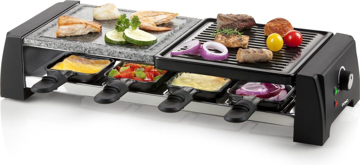 DOMO DO9190G Gourmetset - Raclette - Steengrill - 8 personen - 1200 W