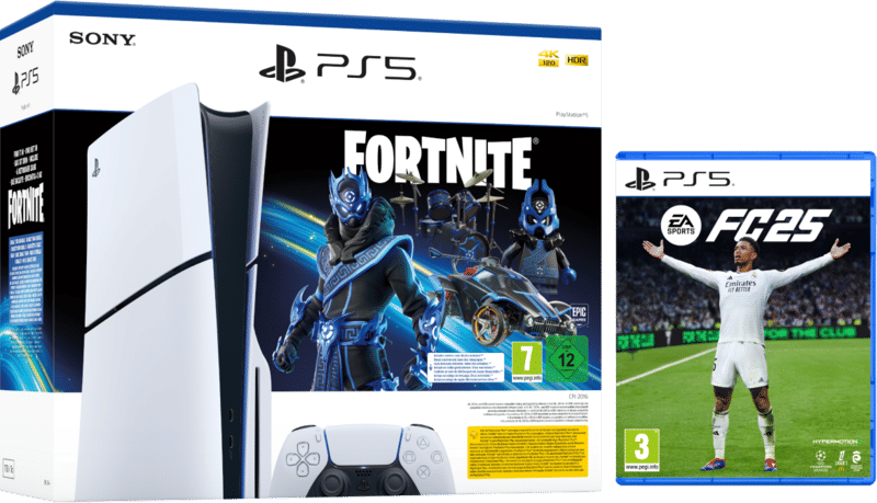 PlayStation 5 Slim Disc Edition + Fortnite Voucher + FC 25