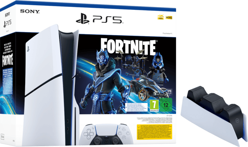 PlayStation 5 Slim Disc Edition + Fortnite Voucher + Oplaadstation