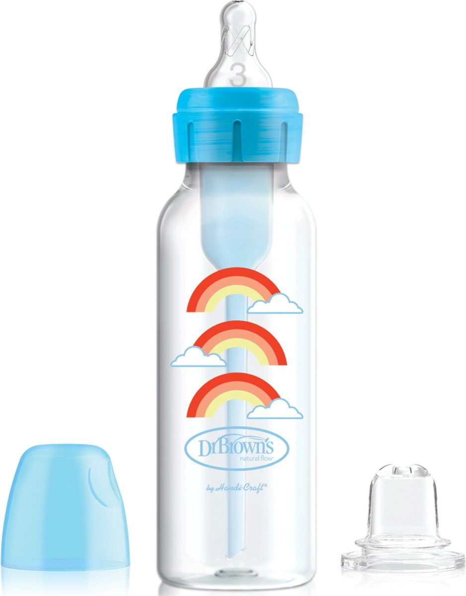 Dr. Brown’s Options+ Starter Kit Fles / Sippy Smal Blauw 250 ml