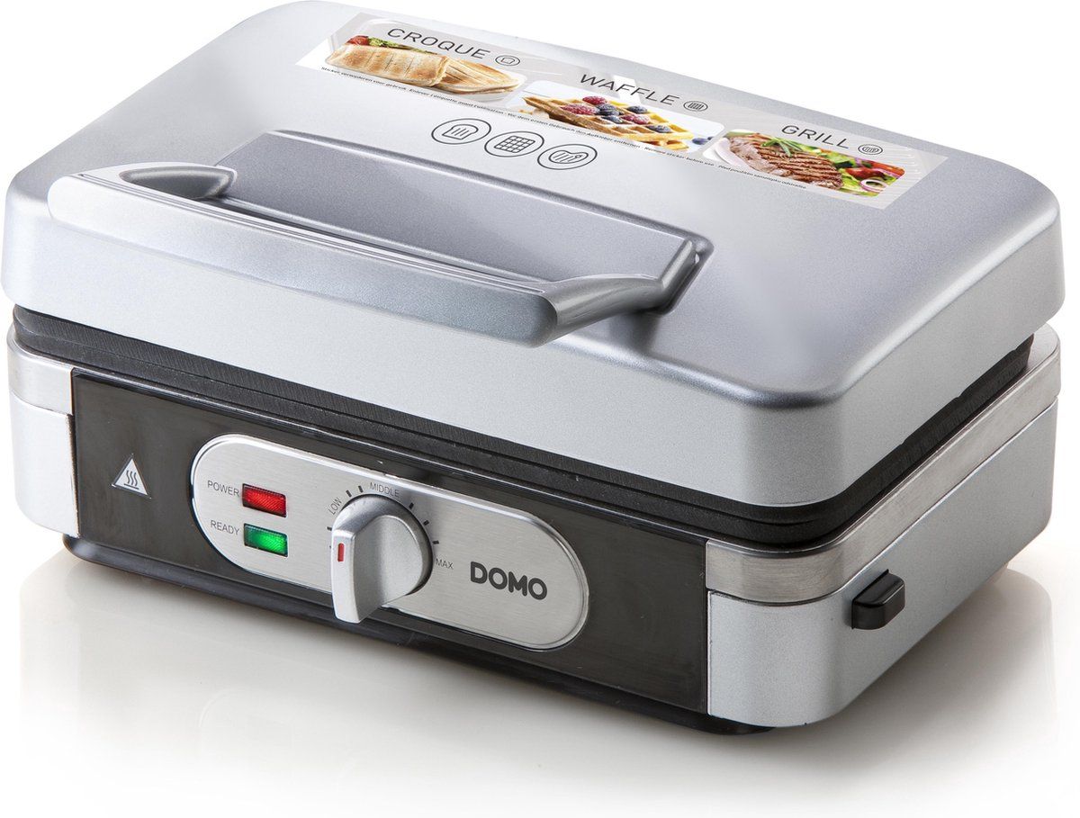 DOMO DO9136C Contactgrill - Snack maker 3-in-1 - Verwisselbare bakplaten voor croque/tosti/wafel/grill