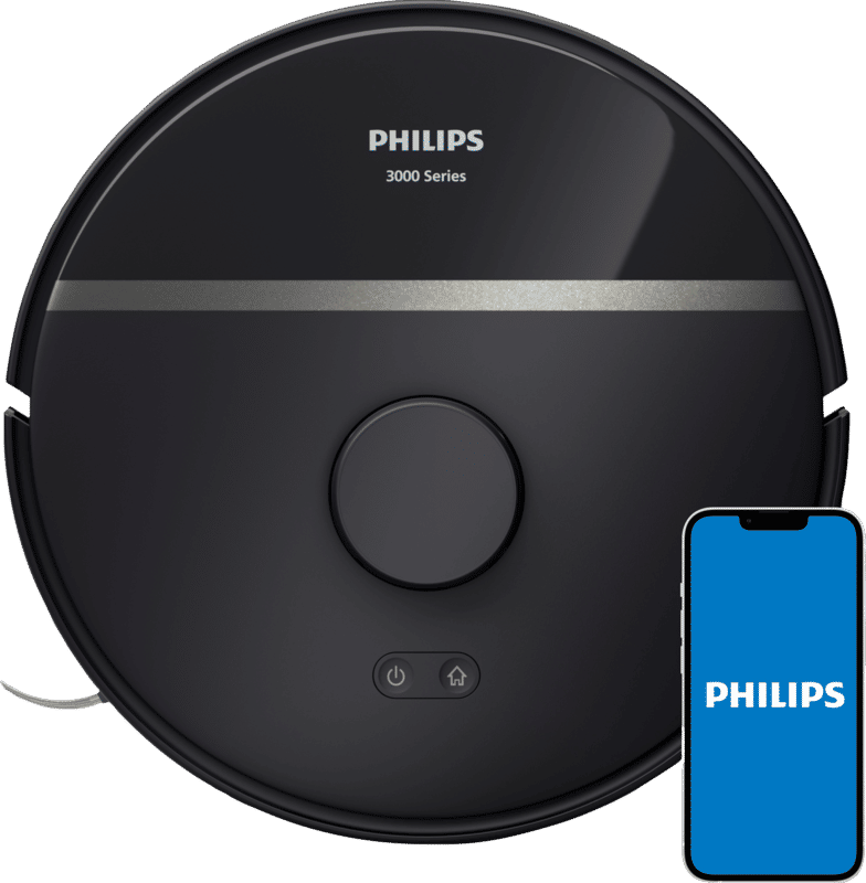 Philips HomeRun Aqua 3000 Series XU3000/01 - Robotstofzuiger met Dweilfunctie - Zwart / Metallic - App Connected