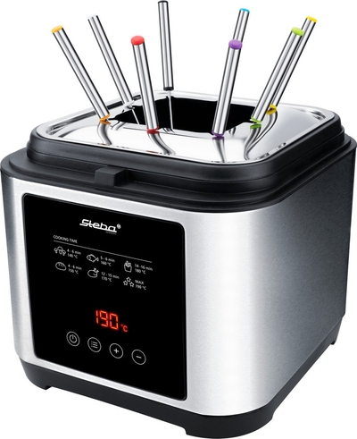 Steba DF150F | 2-in-1 Frituurpan & fonduepan | 2,5 liter | 8 fonduevorken | RVS