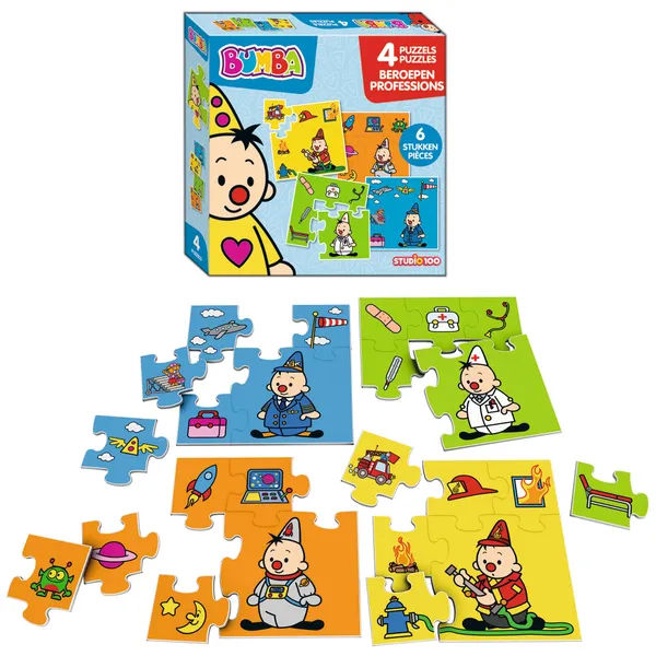 Bumba 4 in 1 puzzel - beroepen - 4 x 6 stukken