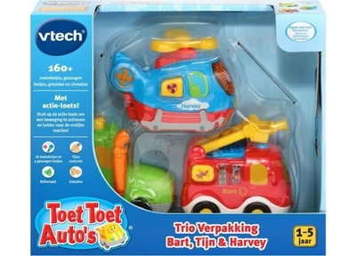 VTechToet Toet Auto's Bart, Tijn & Harvey Trio Verpakking - Educatief Babyspeelgoed - Auto Pack Speelgoed