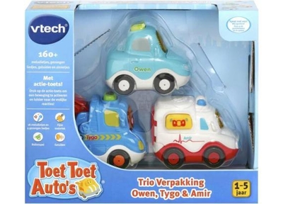 VTechToet Toet Auto's Owen, Tygo & Amir Trio Verpakking - Educatief Babyspeelgoed - Auto Speelgoed Jongens