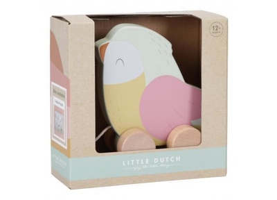 Little Dutch Little Dutch Houten Trekfiguur Vogel Flowers & Butterflies roze