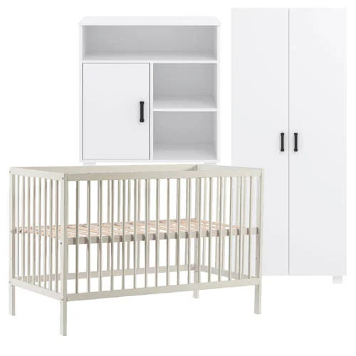 Cabino Babykamer Wit 3 Delig Baby Bed Mees + Commode Mila + Kledingkast Mila