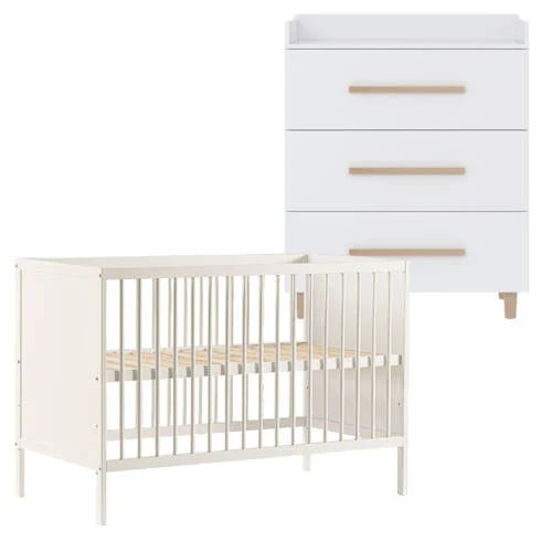 Cabino Babykamer Wit 2 Delig Baby Bed Lola + Commode Stockholm