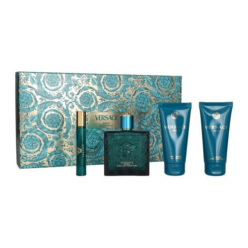 Versace Eros Giftset - 100 ml eau de parfum spray + 10 ml eau de parfum tasspray + 75 ml showergel + 75 ml aftershave balm - cadeauset voor heren