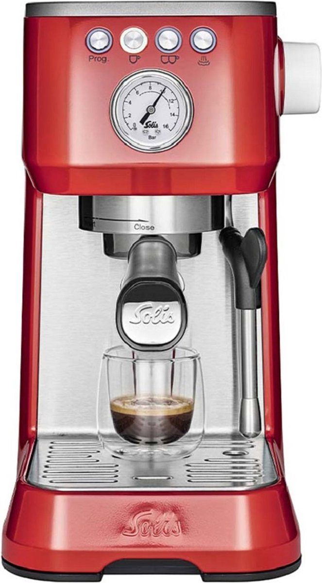 Solis Barista Perfetta Plus 1170 Espressomachine - Pistonmachine Koffiemachine met Bonen - Rood