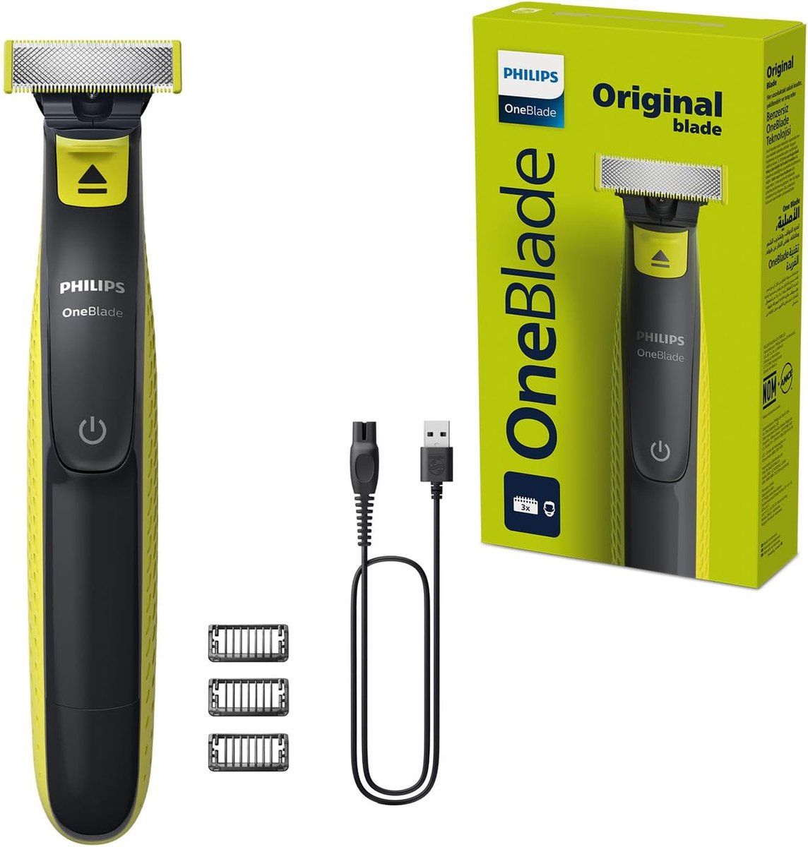 Philips OneBlade Face QP2724/10 - Baardtrimmer - Trimmer, Scheerapparaat en Styler in 1 - 3 Trim-opzetstukken