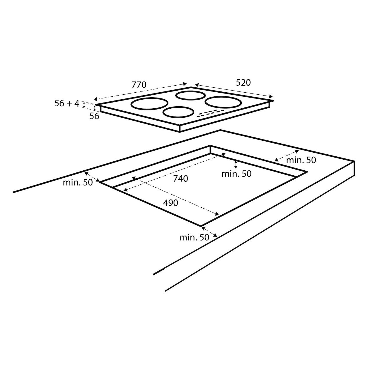 Inventum inbouw inductiekookplaat IKI7735MAT