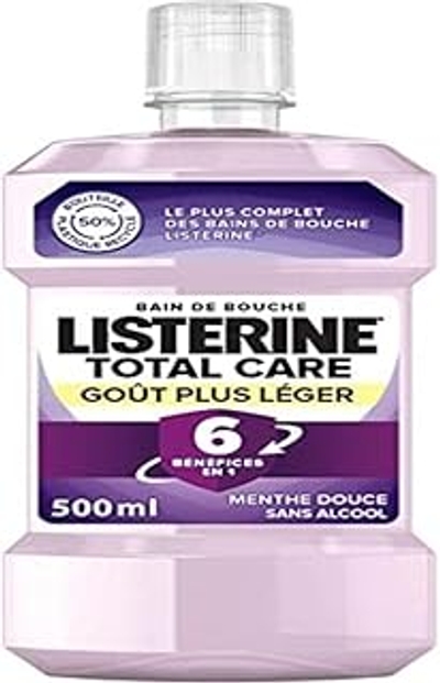 Listerine Total Care Dagelijks mondwater, zonder alcohol, lichte smaak, milde munt, voor een frisse adem, transparant, 500 ml 1 stuk