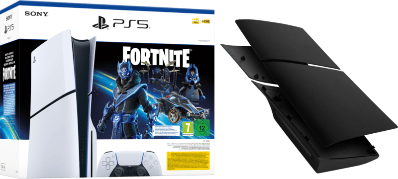 PlayStation 5 Slim Disc Edition + Fortnite Voucher + Covers Zwart