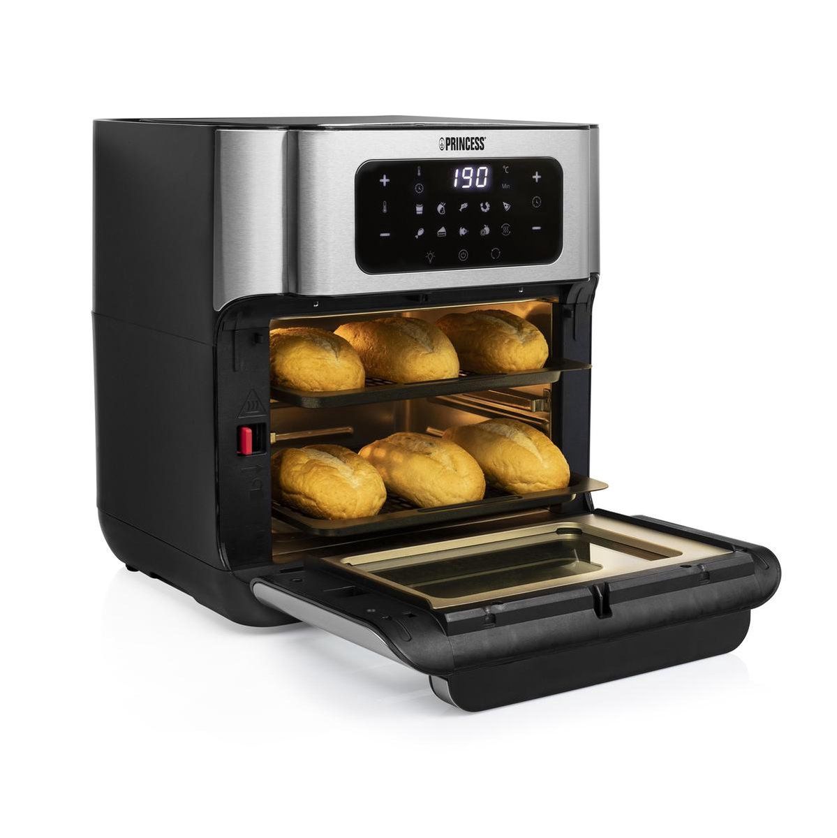 Princess Airfryer Oven 182065 - Heteluchtfriteuse en Oven in één - Groot 10 liter - 3 bakplaten - RVS