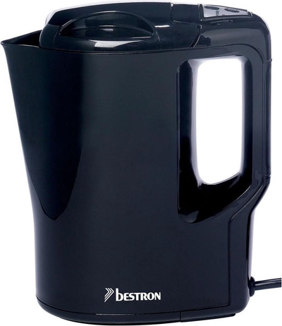 Bestron kleine waterkoker, ideaal voor camping & reizen, 0.9 liter inhoud, met automatische kookstop, soft-touch knop, 500 watt, kleur: Zwart