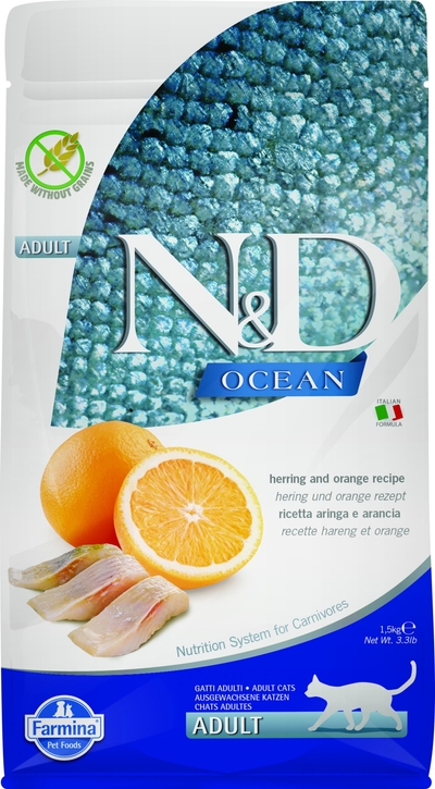 N&D Ocean kattenvoeding Haring met Sinaasappel 1,5 kg - kattenbrokken