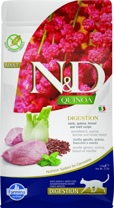N&D Quinoa kattenvoeding Digestion Lam 1,5 kg - kattenbrokken
