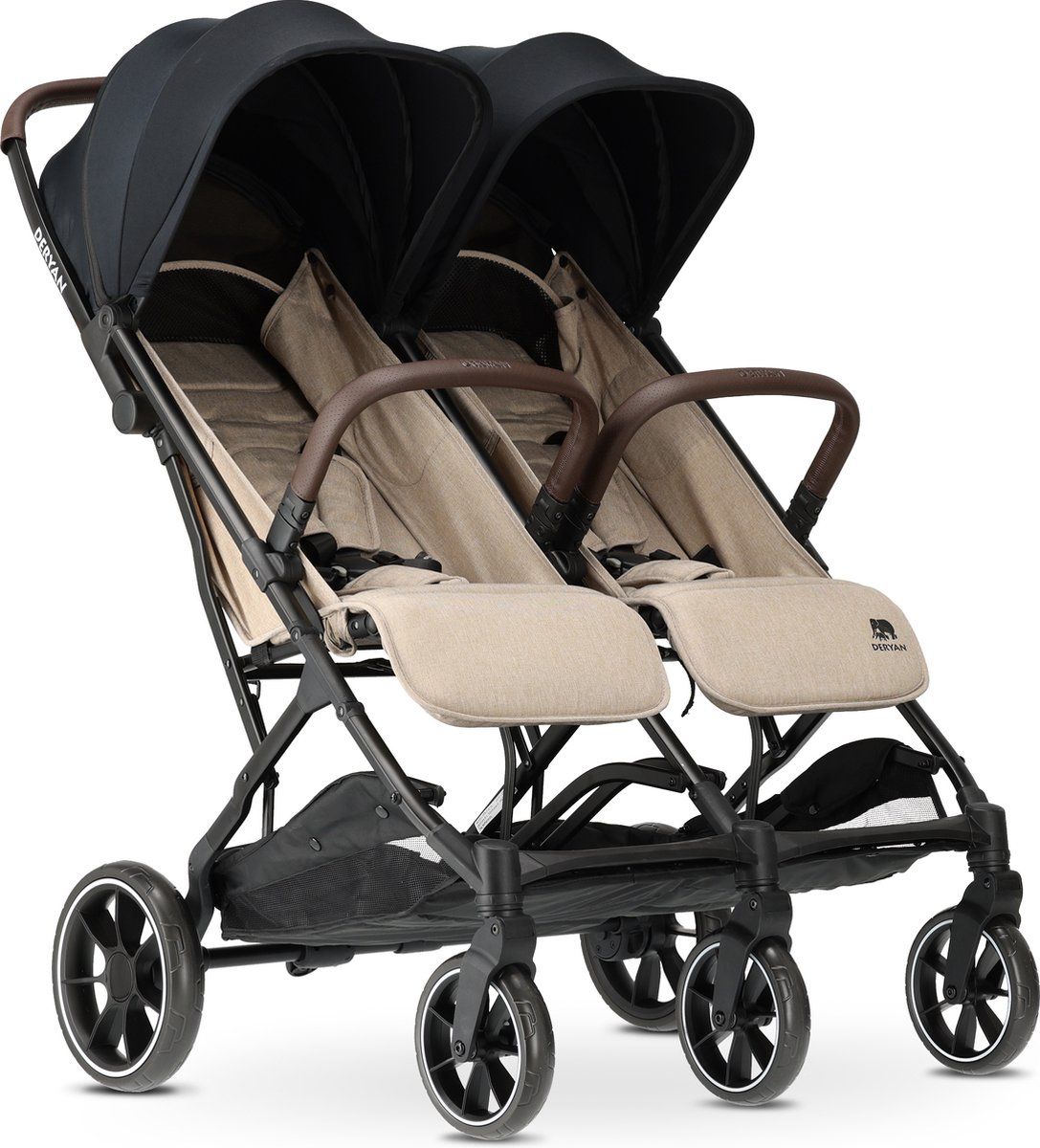 Deryan Luxe Rolo X2 XL Dubbele Buggy - Duo Buggy - Nougat