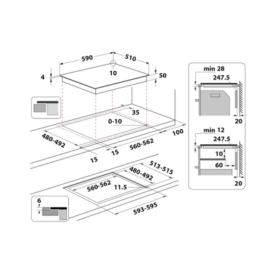 Indesit IB 65B60 NE - Inductie kookplaat - Zwart - 59 cm