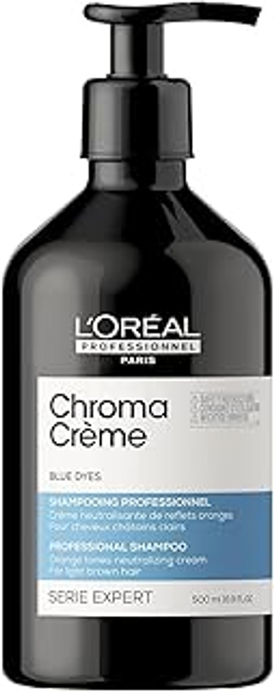 L'Oréal Professionnel, Kleurcorrigerende Shampoo, Voor Bruin Haar, Neutraliseert Ongewenste Oranje Kleurkarakters, Met Blauwe Pigmenten, Chroma Crème, 500ml