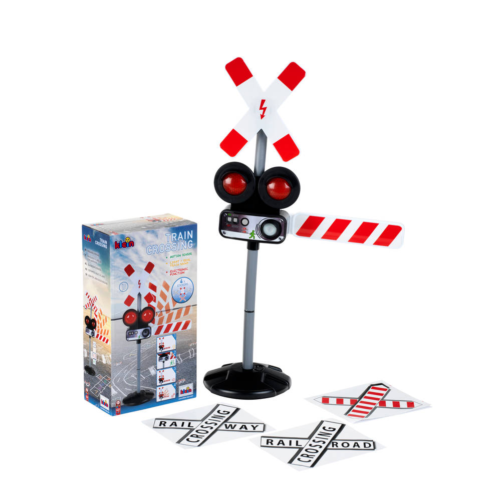 Klein Toys elektrische spoorwegovergang - incl. licht- en geluidseffecten - 50x23x80 cm - rood wit zwart