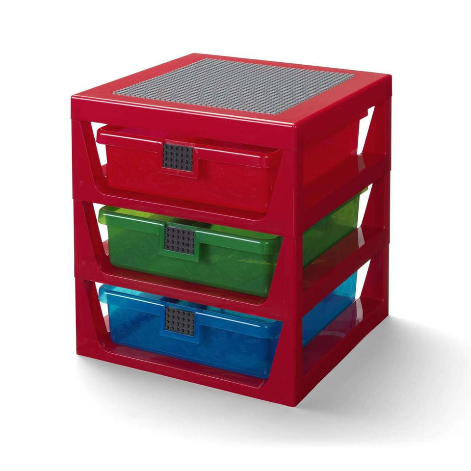 LEGO opbergrek met 3 lades - rood