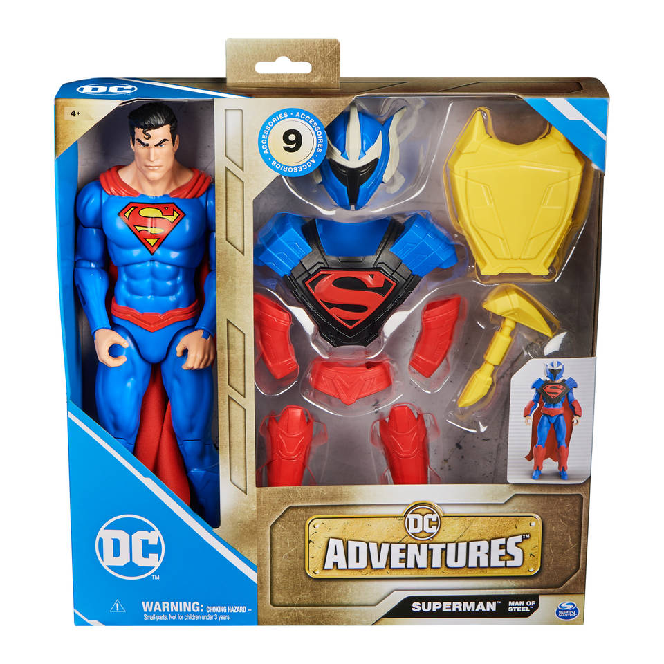 DC Adventures - Man of Steel Superman actiefiguur van 30 cm met 9 accessoires