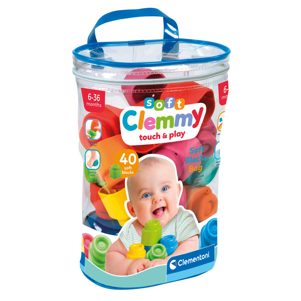 Clementoni Soft Clemmy - Stapelblokken - Baby Blokken - 40 Zachte Speelblokken - 6-36 maanden