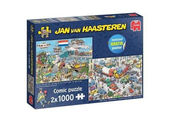 Jumbo Verkeerschaos & Ter Land ter Zee en in de lucht - Jan van Haasteren Puzzel (2x1000)