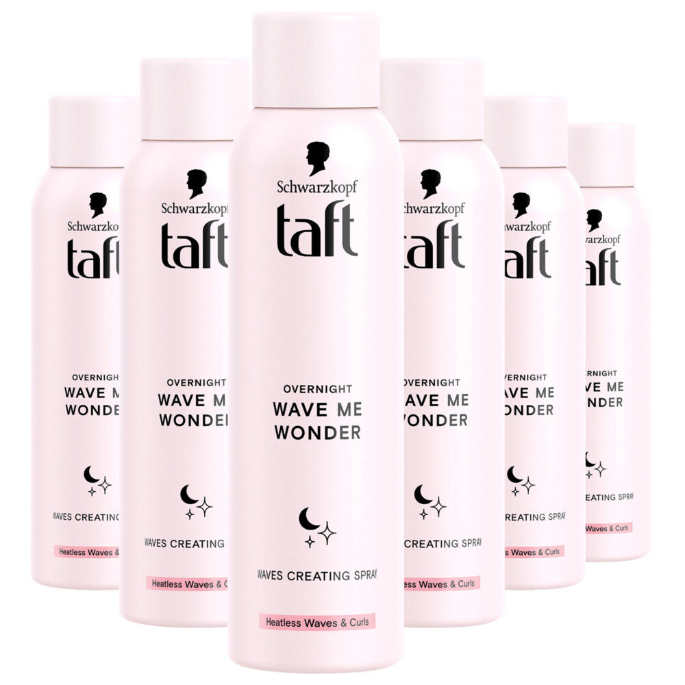 Schwarzkopf Taft Overnight Wave Me Wonder- Curl Spray – Heatless Waves – Heatless Curls – Texture Spray – 6 x 150 ml