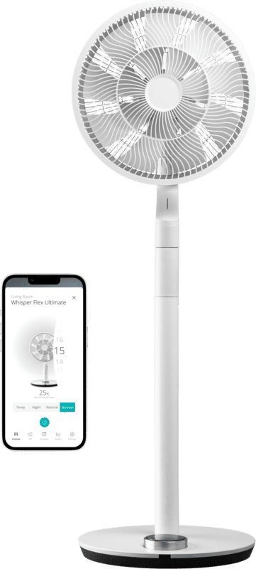 Duux Whisper Flex Ultimate - Smart Statiefventilator & Tafelventilator - 30 Snelheden - Wit