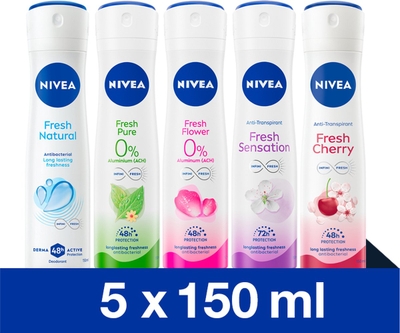 NIVEA Fresh Deodorant Spray Mix Set - 5 x 150 ml