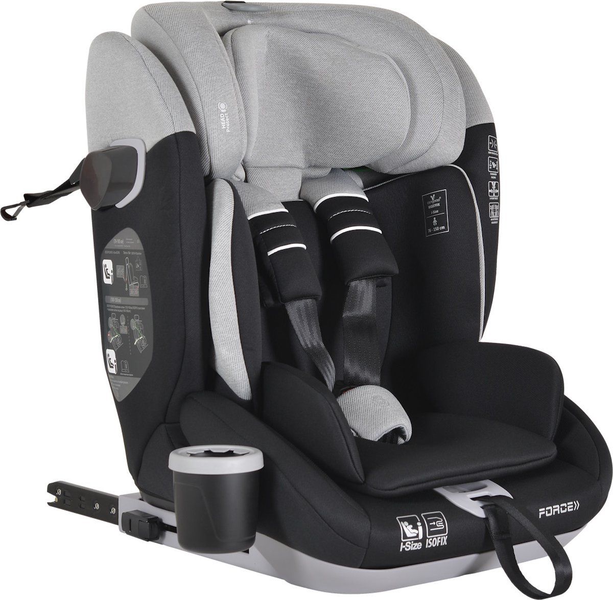 Cangaroo Force Grey Isofix 76-150 cm i-Size Autostoel 111407