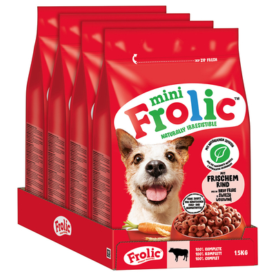 6kg (4x1.5kg) Frolic Mini Rund droogvoer voor honden - hondenbrokken