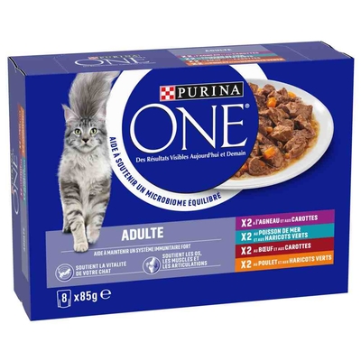 8x 85g Purina ONE ADULT Mix (4 soorten) nat kattenvoer - natvoer katten
