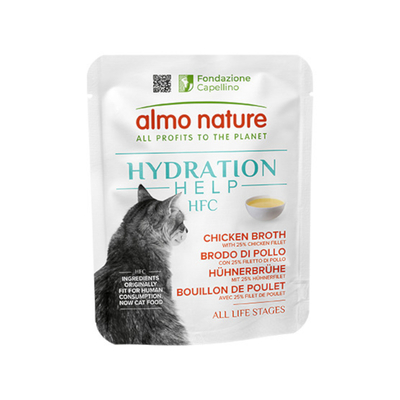 Voordeelpakket: 24x50g Almo Nature HFC Hydration Help kippenbouillon met kipfilet nat kattenvoer - natvoer katten
