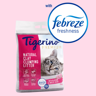 Tigerino Premium Febreze/Ambi Pur Freshness Bloemengeur Kattenbakvulling - 2 x 12 liter