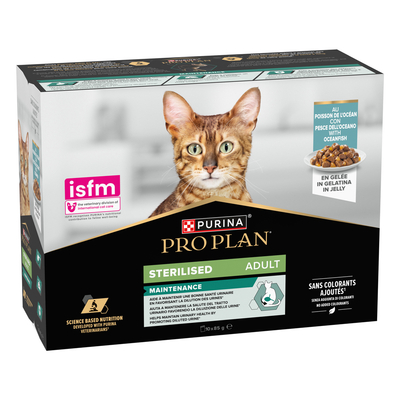 10x85g PURINA PRO PLAN Cat Gesteriliseerd Adult Onderhoud Zeevis natvoer voor katten - natvoer katten