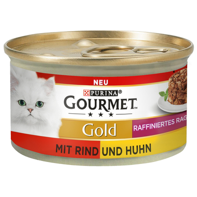 12x85g Gold Hartig Torentje Rund en Kip Duo Gourmet Kattenvoer - natvoer katten