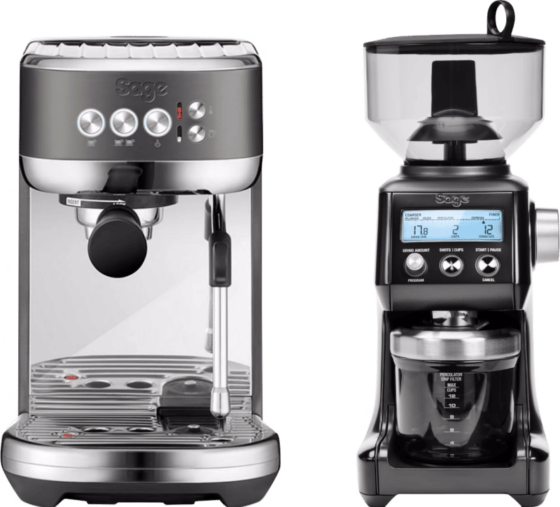 Sage The Bambino Plus Black Stainless + Koffiemolen