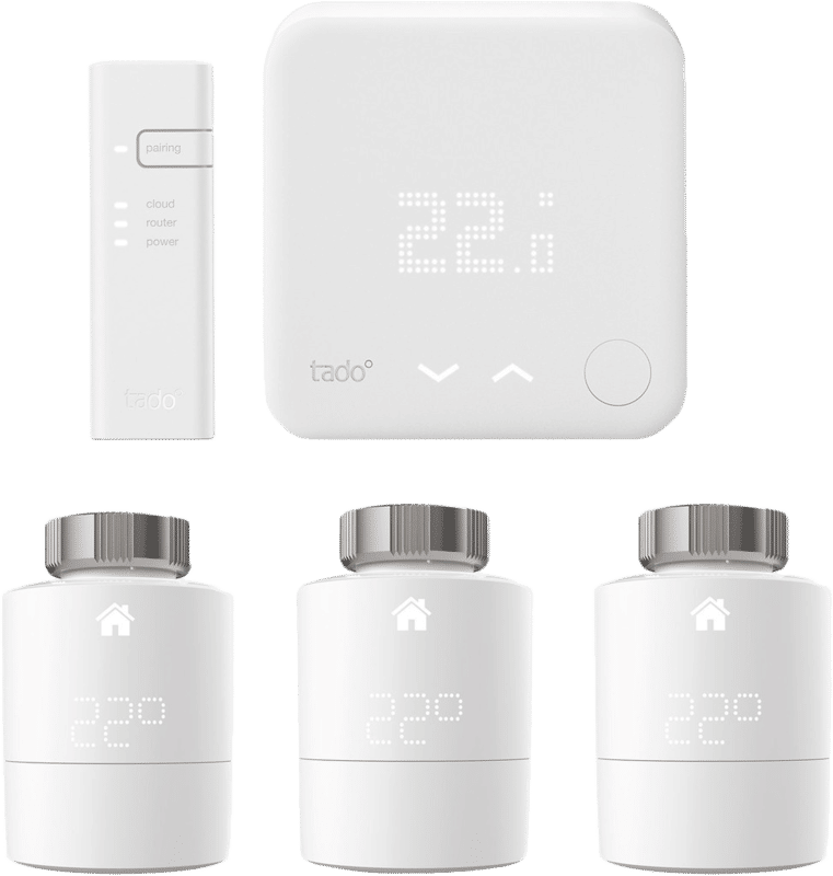 Tado Slimme Thermostaat V3+ startpakket + 3 radiatorknoppen