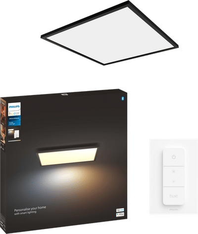 Philips Hue Aurelle White Ambiance groot vierkant zwart + dimmer